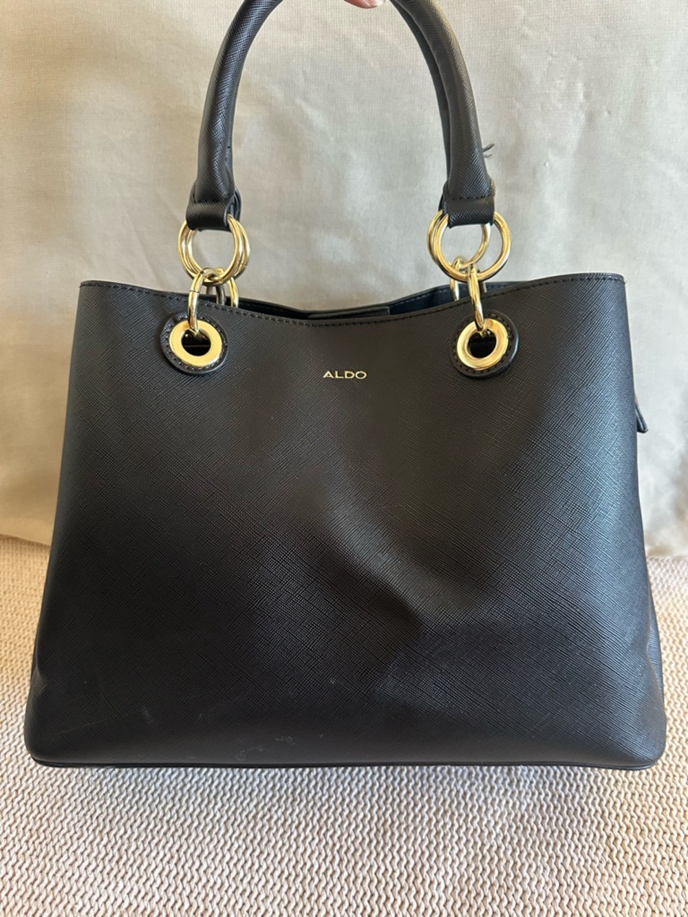 ALDO Elegant Black Tote with Gold Accents